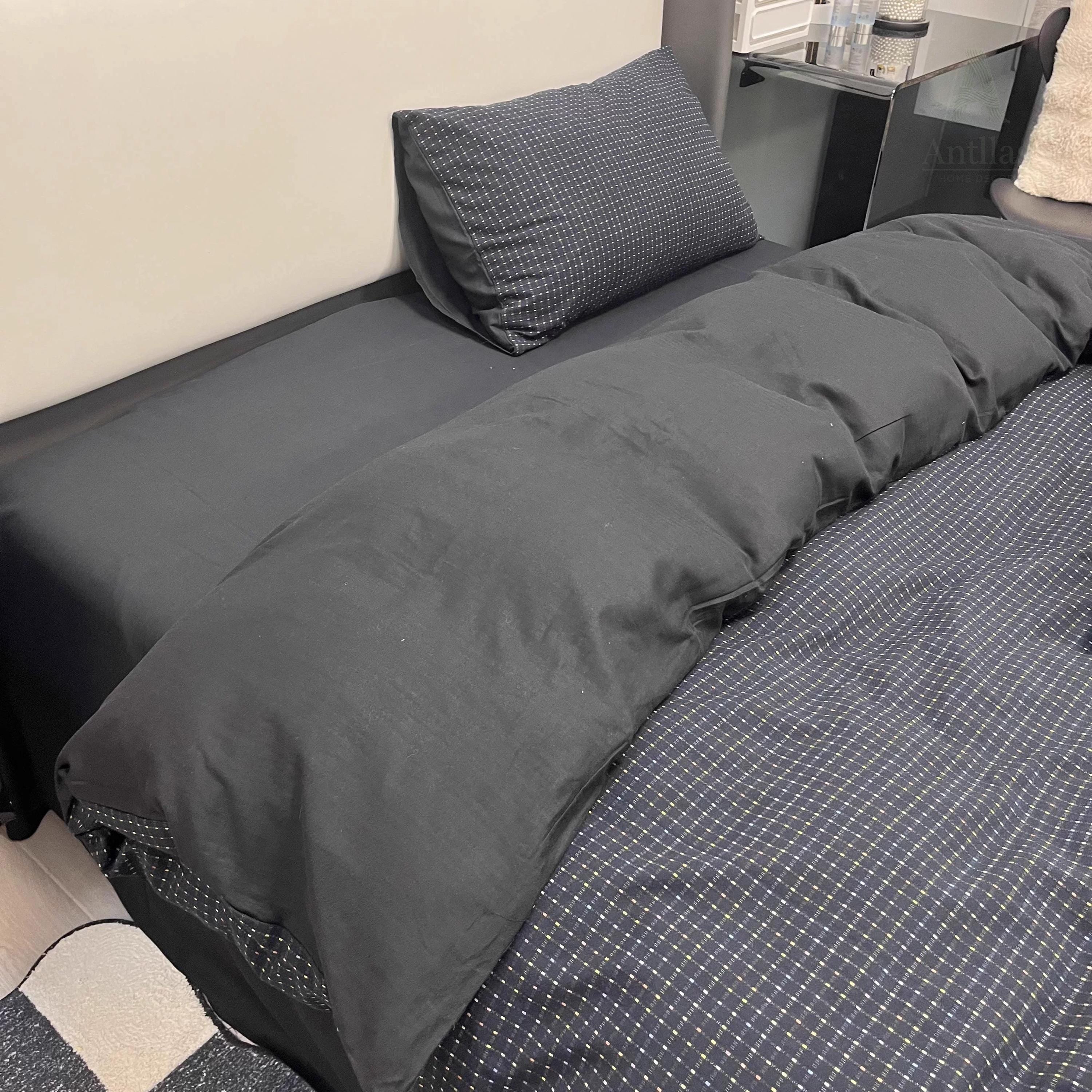 Black Jacquard Duvet Cover Set, Brushed Cotton Bedset King, Soft Winter Bedding, Bedsets