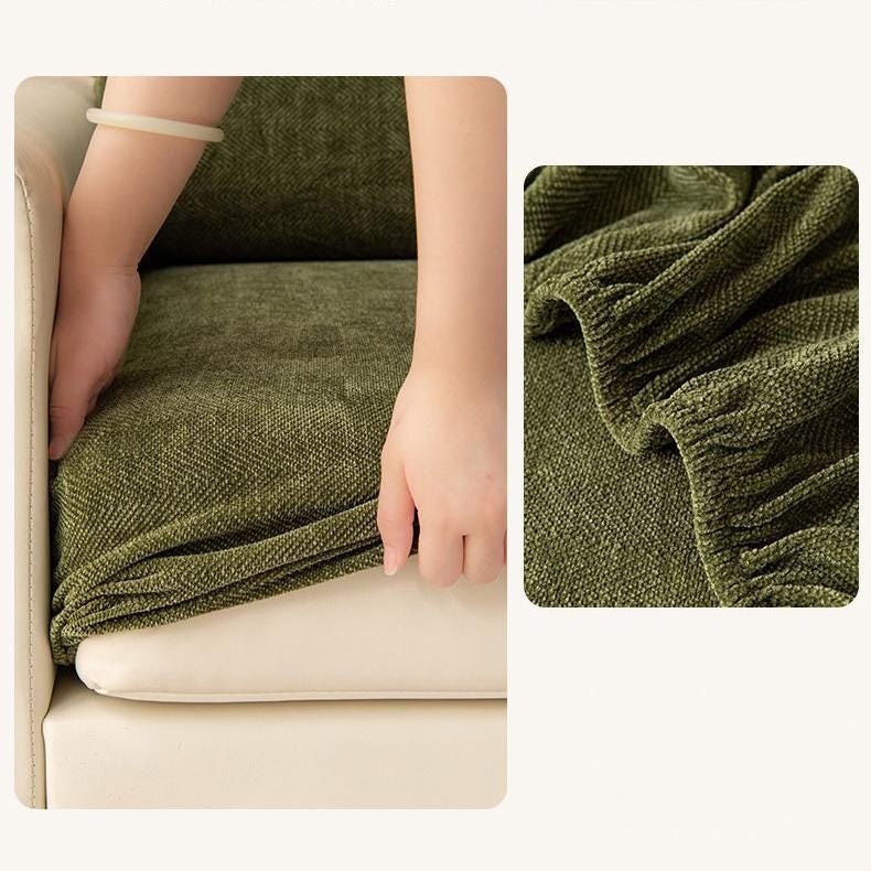 Stretch Chenille Sofa Cover, Full Cover Couch Slipcover, Pet Friendly Elastic Furniture Protector