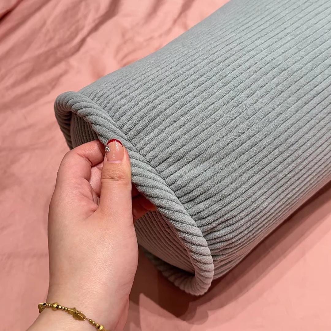 Ergonomic Corduroy Body Pillow, Maternity Side Sleeper Bolster, Leg Support Cushion (Washable Cover)