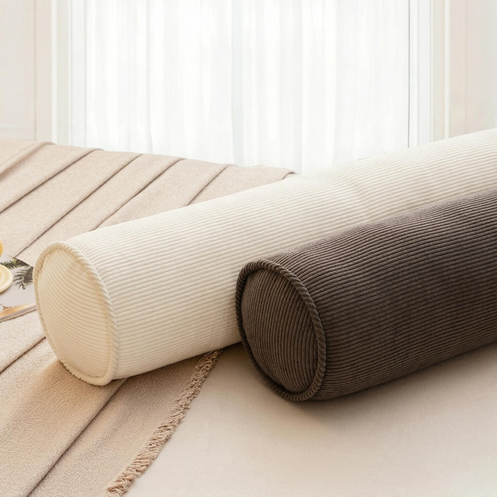 Ergonomic Corduroy Body Pillow, Maternity Side Sleeper Bolster, Leg Support Cushion (Washable Cover)