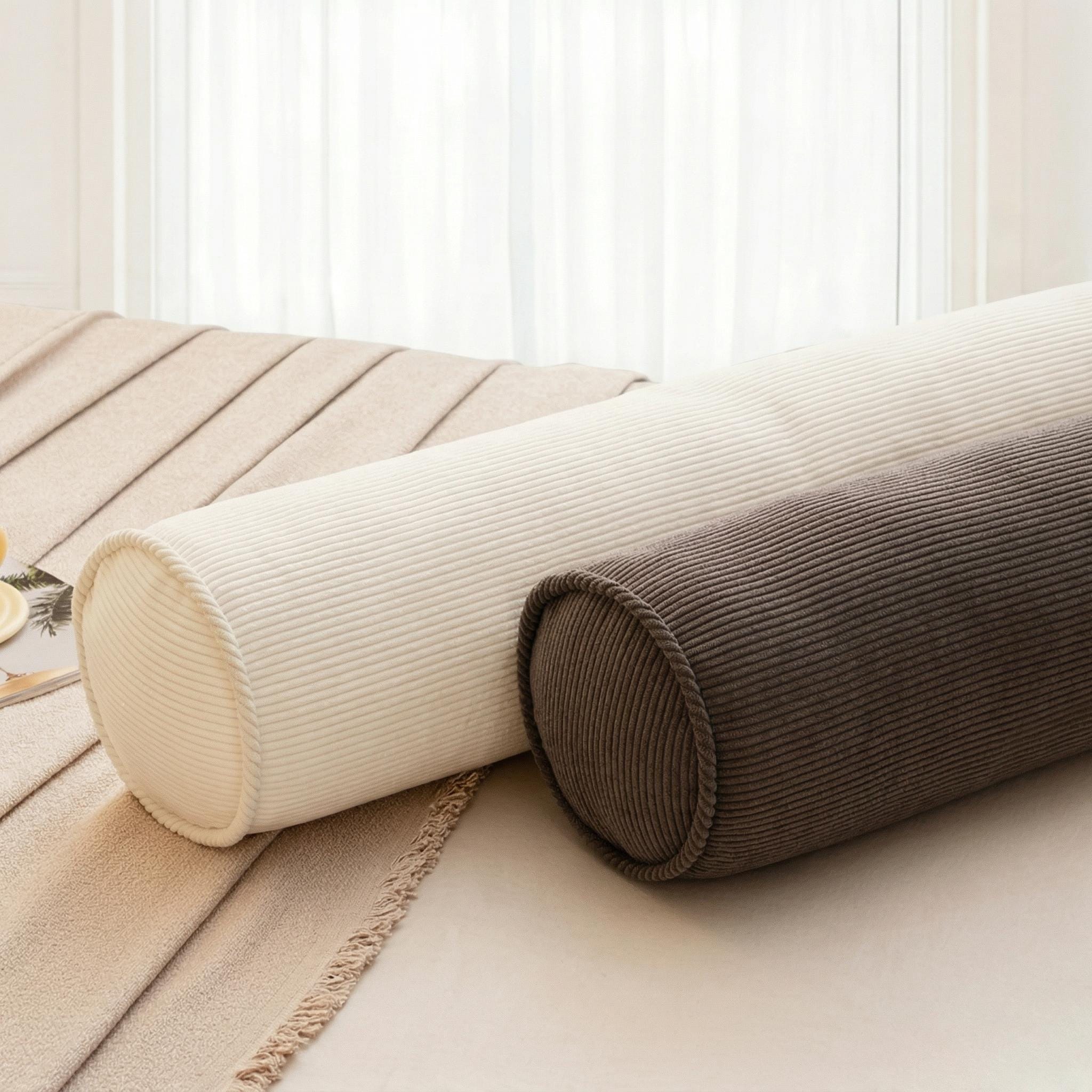 Ergonomic Corduroy Body Pillow, Maternity Side Sleeper Bolster, Leg Support Cushion (Washable Cover)