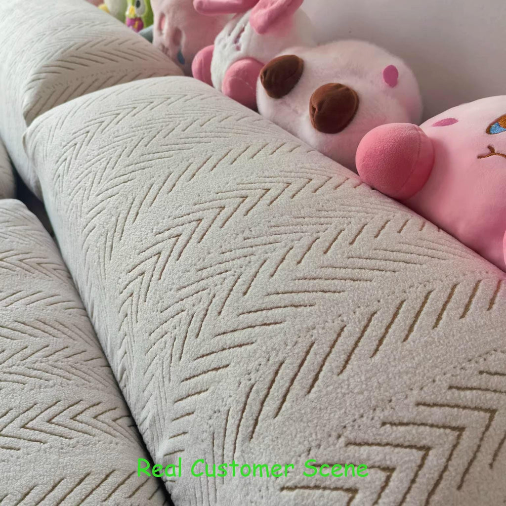 Herringbone Sofa Cushion Cover, L-Shaped Sectional Slipcover, Modern Textured Furniture Protector