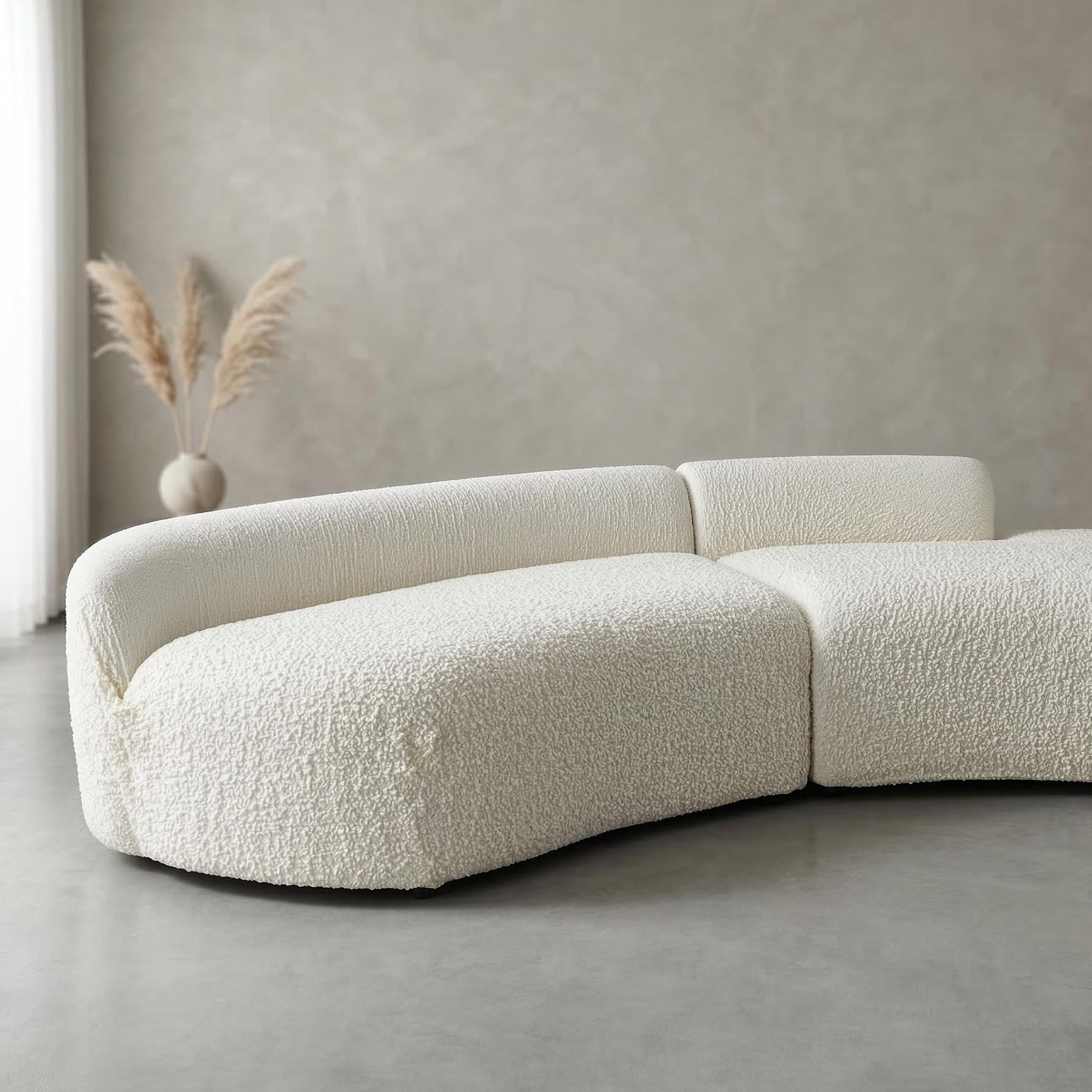 Curved Sofa Cover, Bubble Texture Stretch Slipcover, Asymmetrical Couch Protector