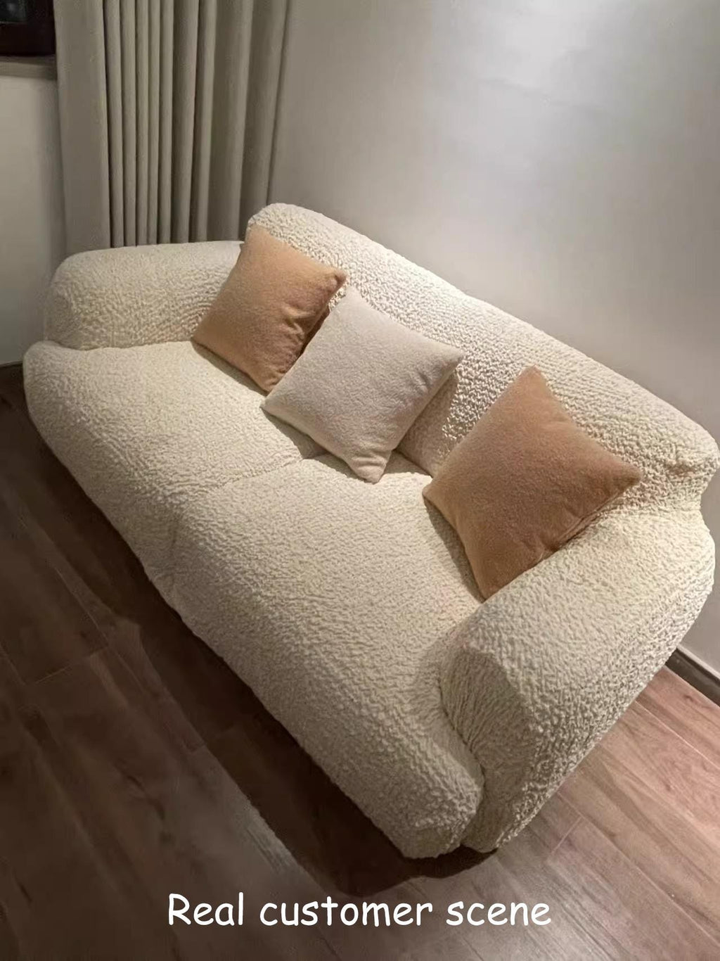 Curved Sofa Cover, Bubble Texture Stretch Slipcover, Asymmetrical Couch Protector