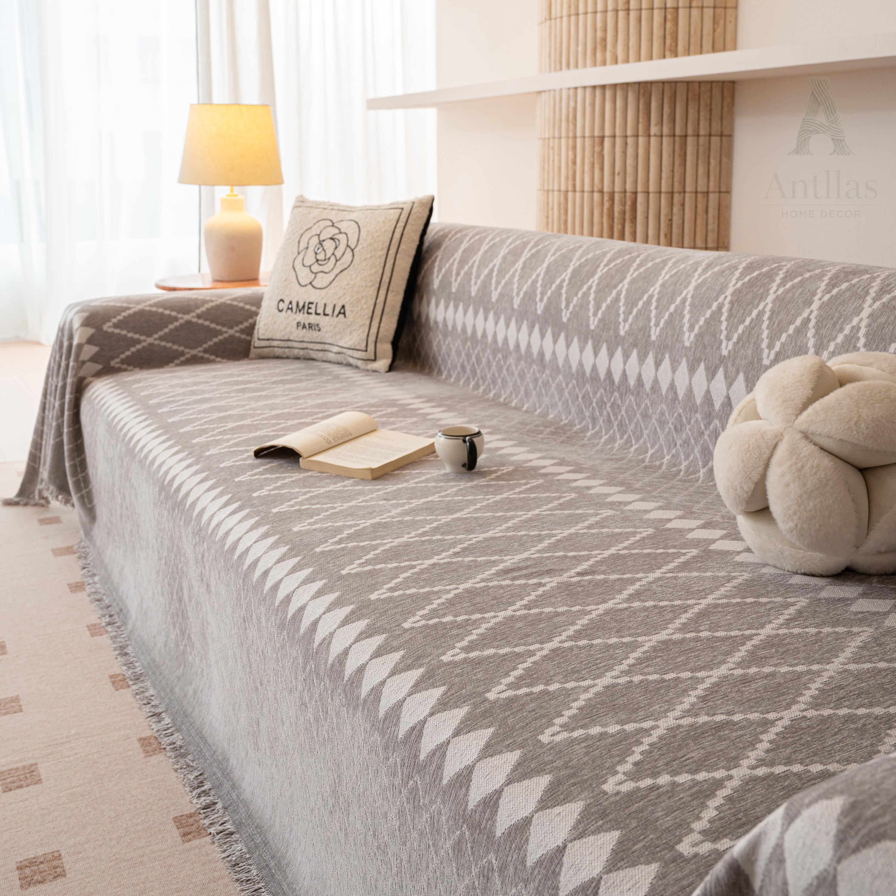 Geometric Argyle Chenille Throw, Diamond Pattern Couch Cover, Room Makeover