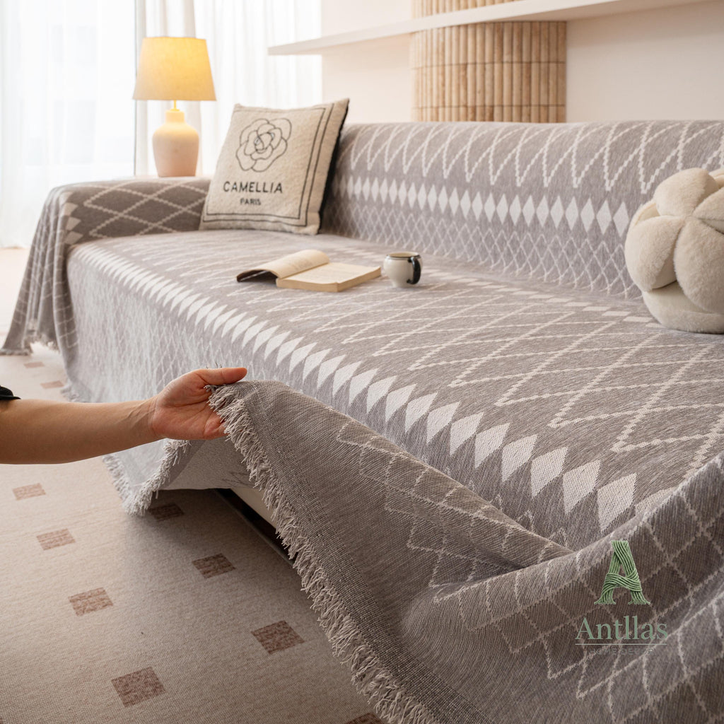 Geometric Argyle Chenille Throw, Diamond Pattern Couch Cover, Room Makeover