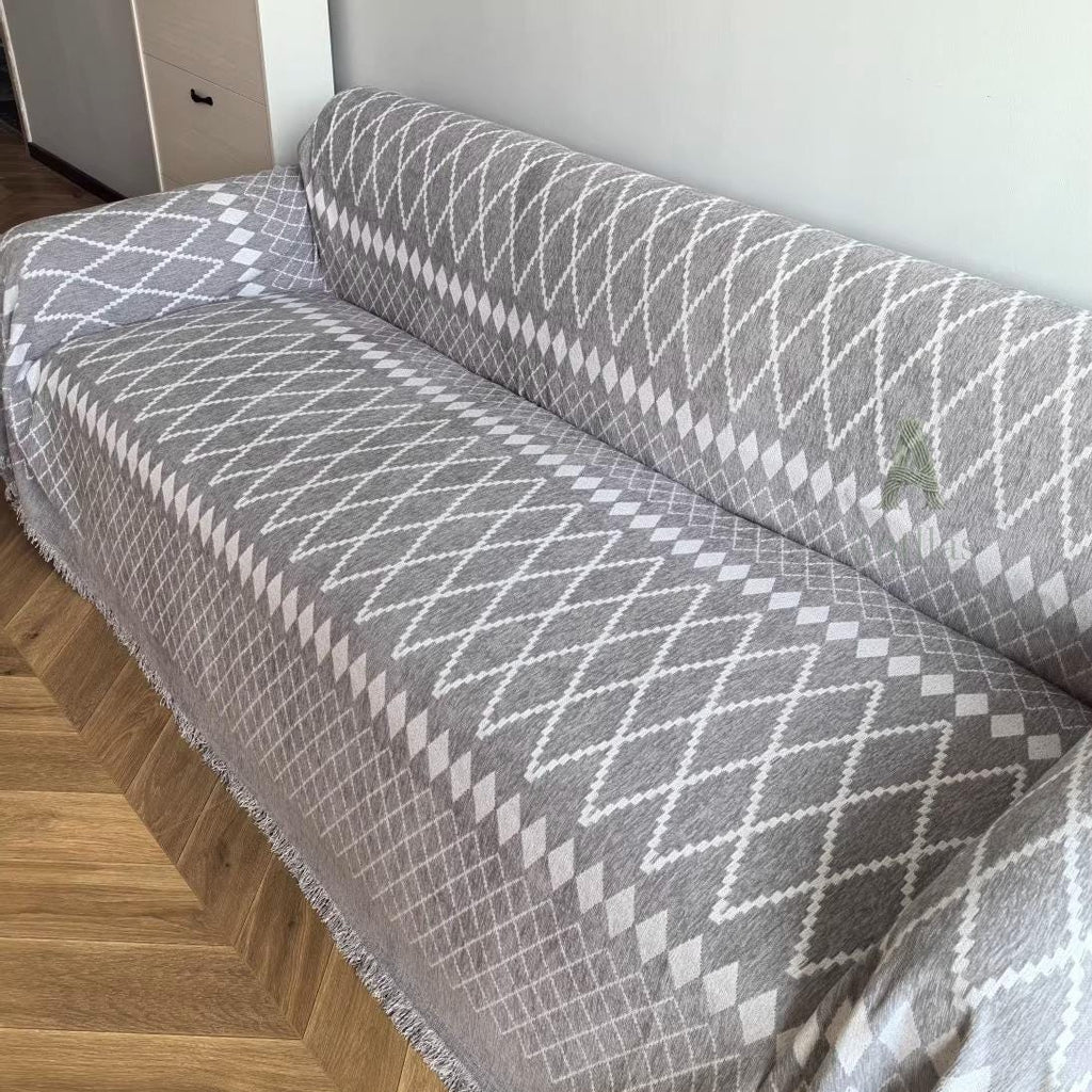 Geometric Argyle Chenille Throw, Diamond Pattern Couch Cover, Room Makeover