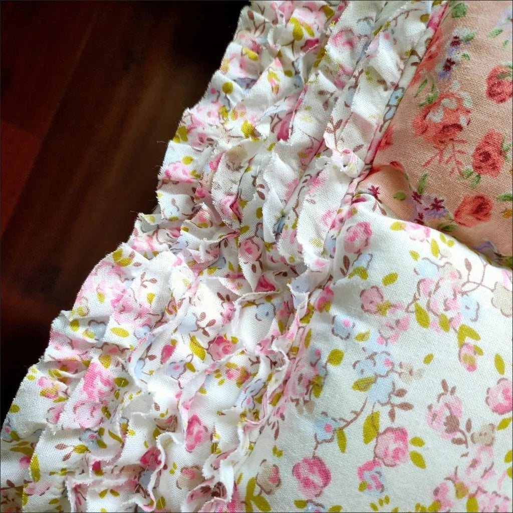 Handmade Patchwork Cotton Seat Cushion: Boho Floral Quilted Pad