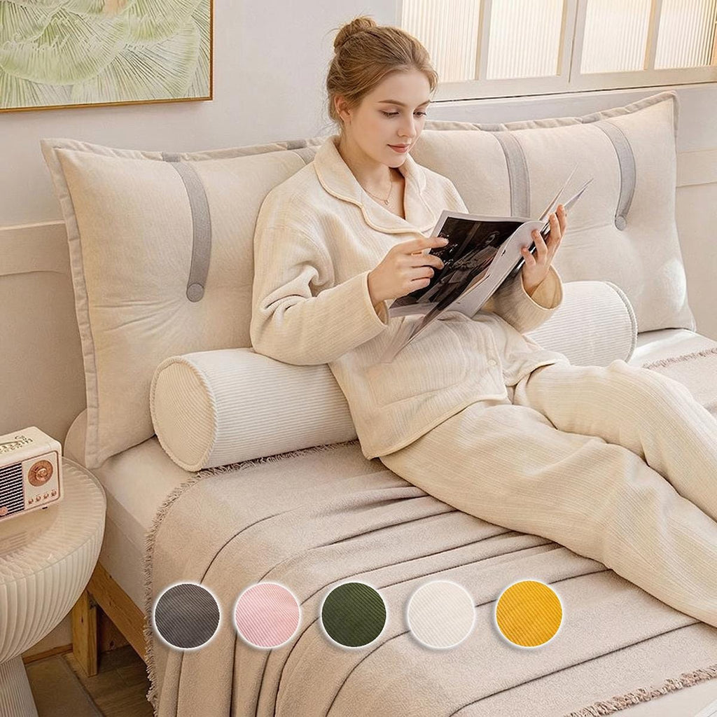 Ergonomic Corduroy Body Pillow, Maternity Side Sleeper Bolster, Leg Support Cushion (Washable Cover)