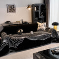 Reversible Chenille Sofa Throw, Abstract Line Woven Blanket, Anti-Pilling Furniture Protector