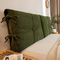 Textured Linen Headboard Cushion, Upholstered Bed Backrest, Tufted Reading Pillow