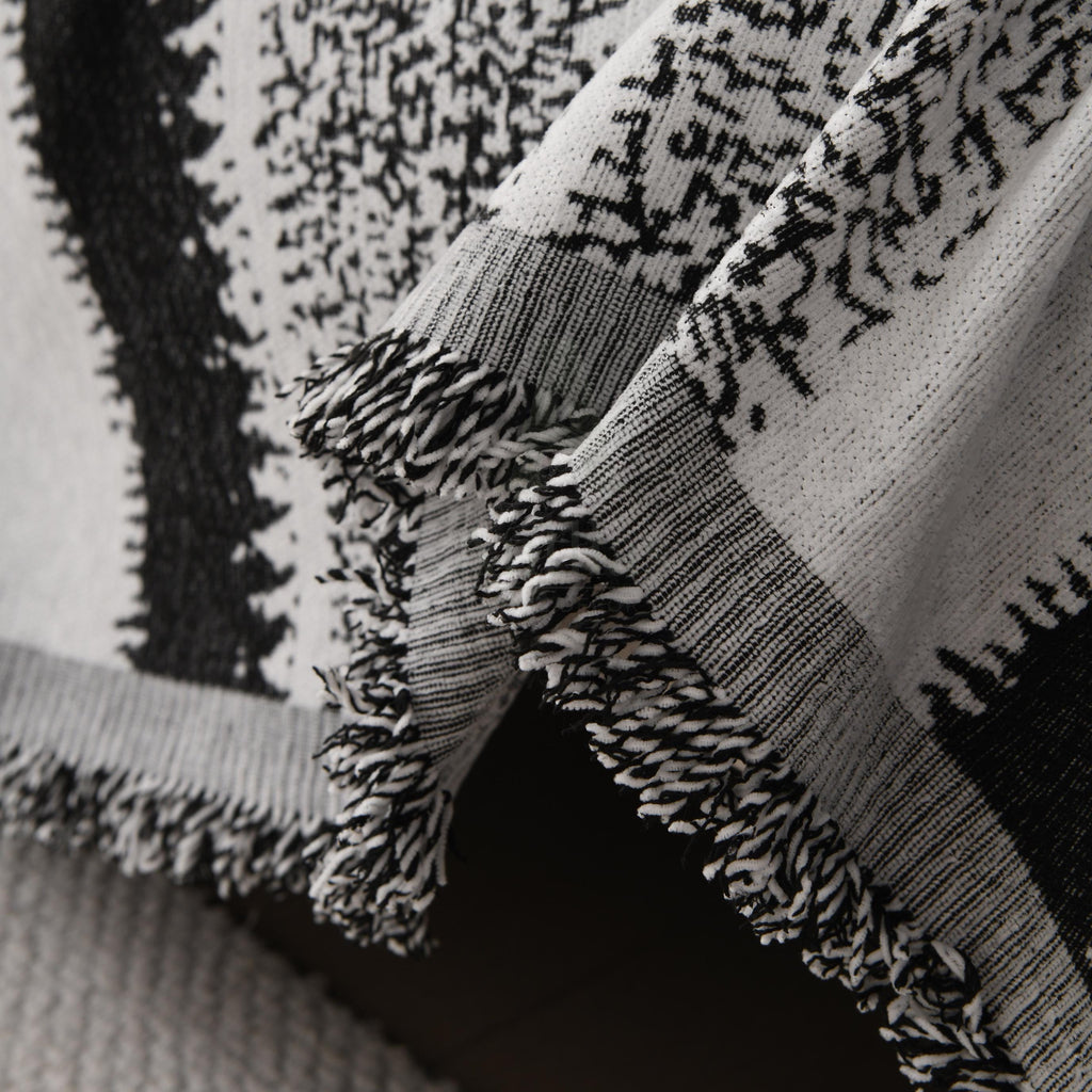 Heavyweight Chenille Sofa Throw Blanket, Striped Couch Protector, Pet Friendly Tassel Drape