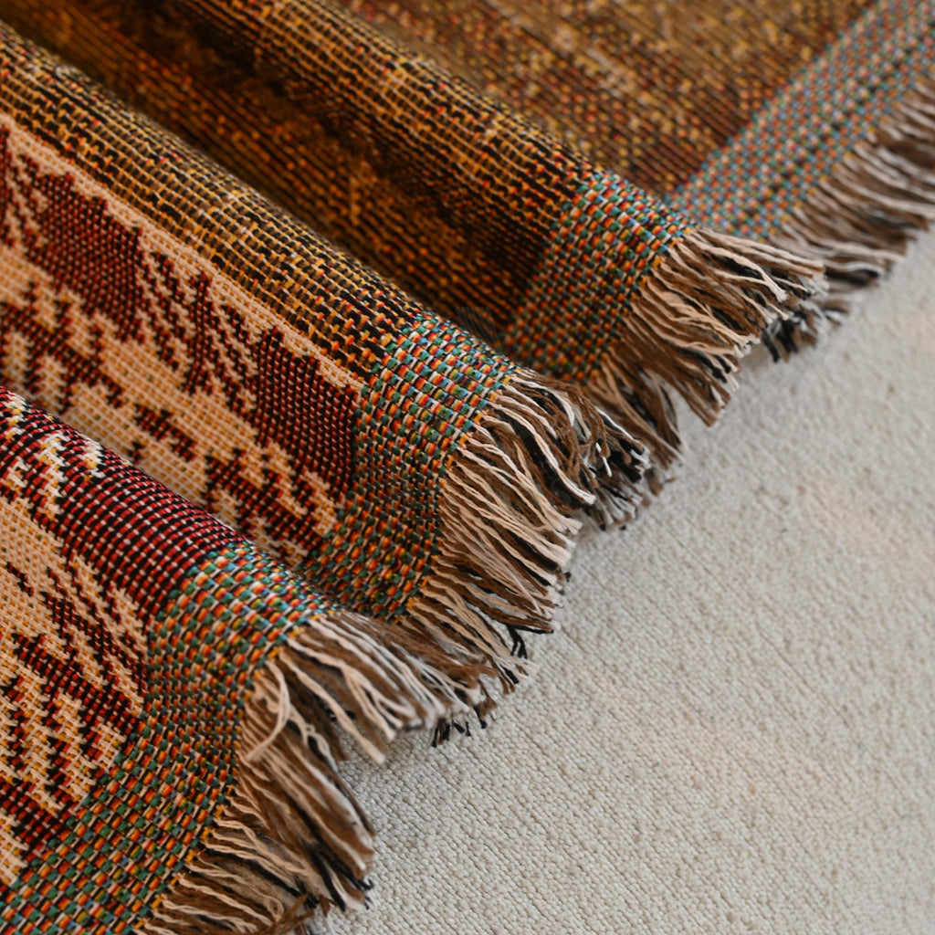 Heavyweight Chenille Sofa Throw, Boho Patchwork Couch Cover, Pet Friendly Furniture Protector