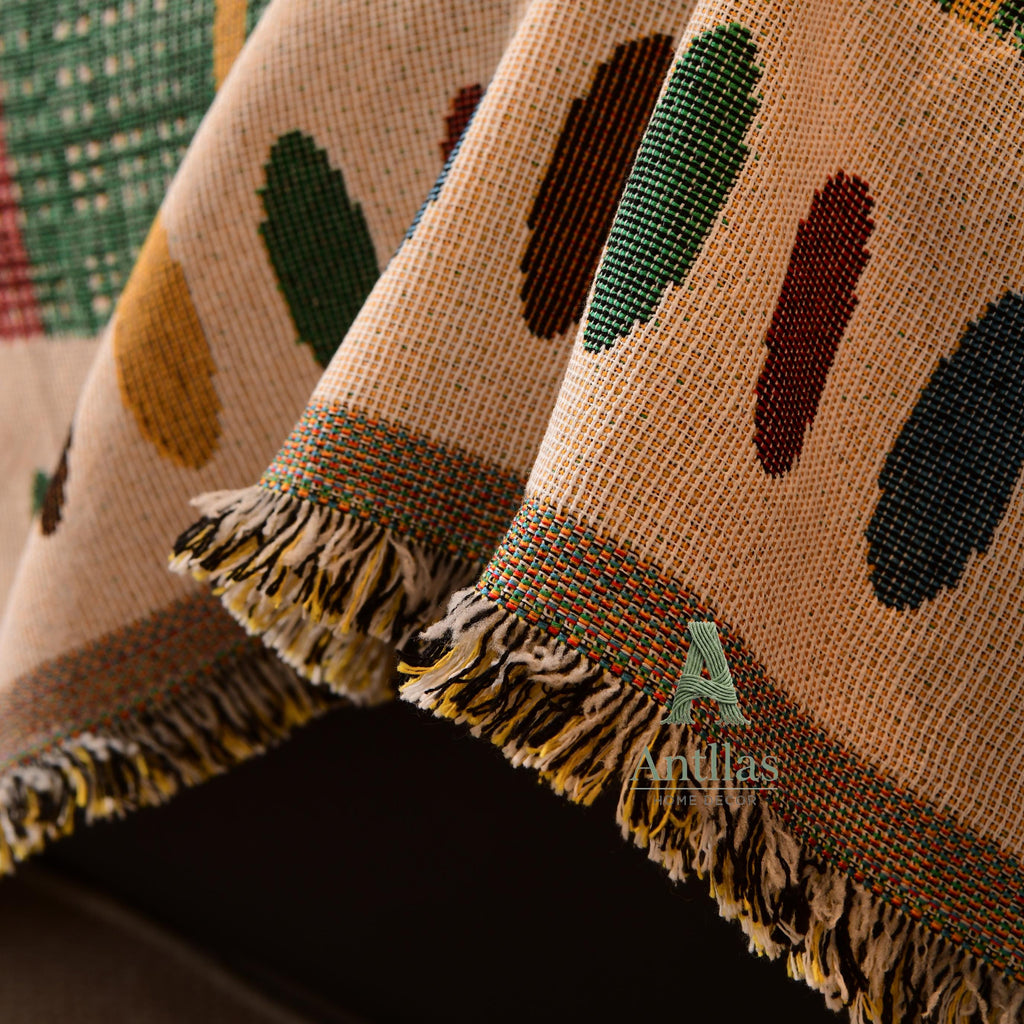 Boho Chenille Sofa Throw, Patchwork Couch Cover, Heavy Blanket, Pet Friendly, Anti Pilling Drape