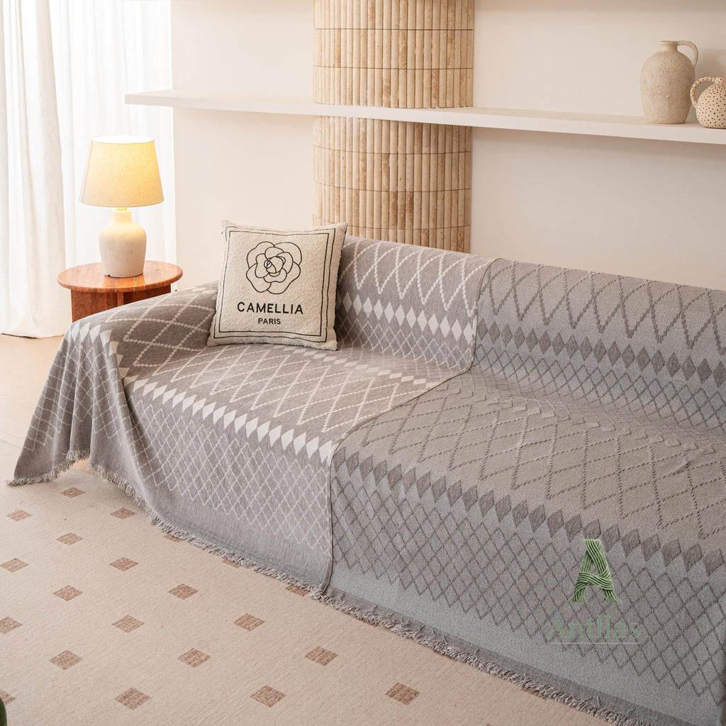 Geometric Argyle Chenille Throw, Diamond Pattern Couch Cover, Room Makeover