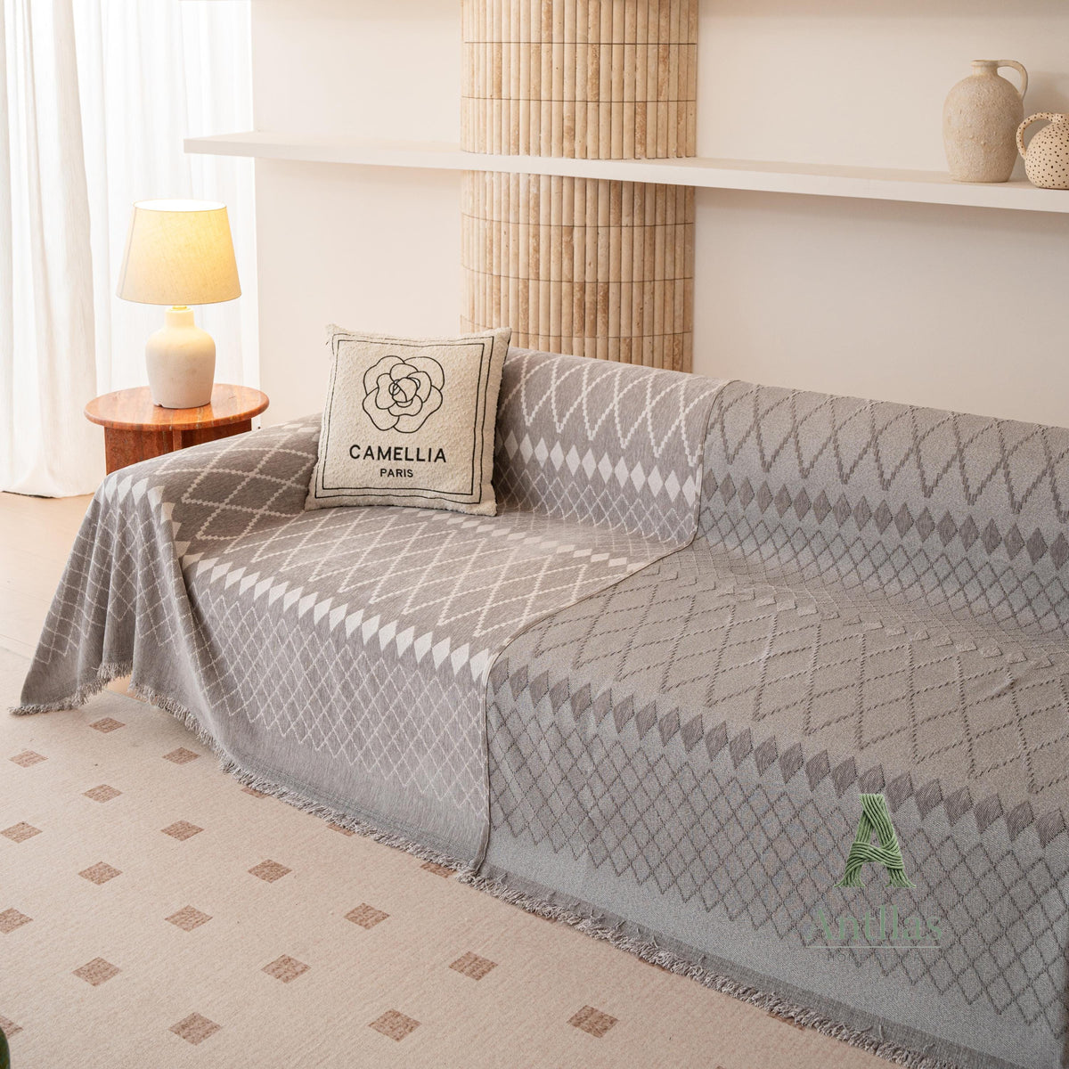 Geometric Argyle Chenille Throw, Diamond Pattern Couch Cover, Room Makeover