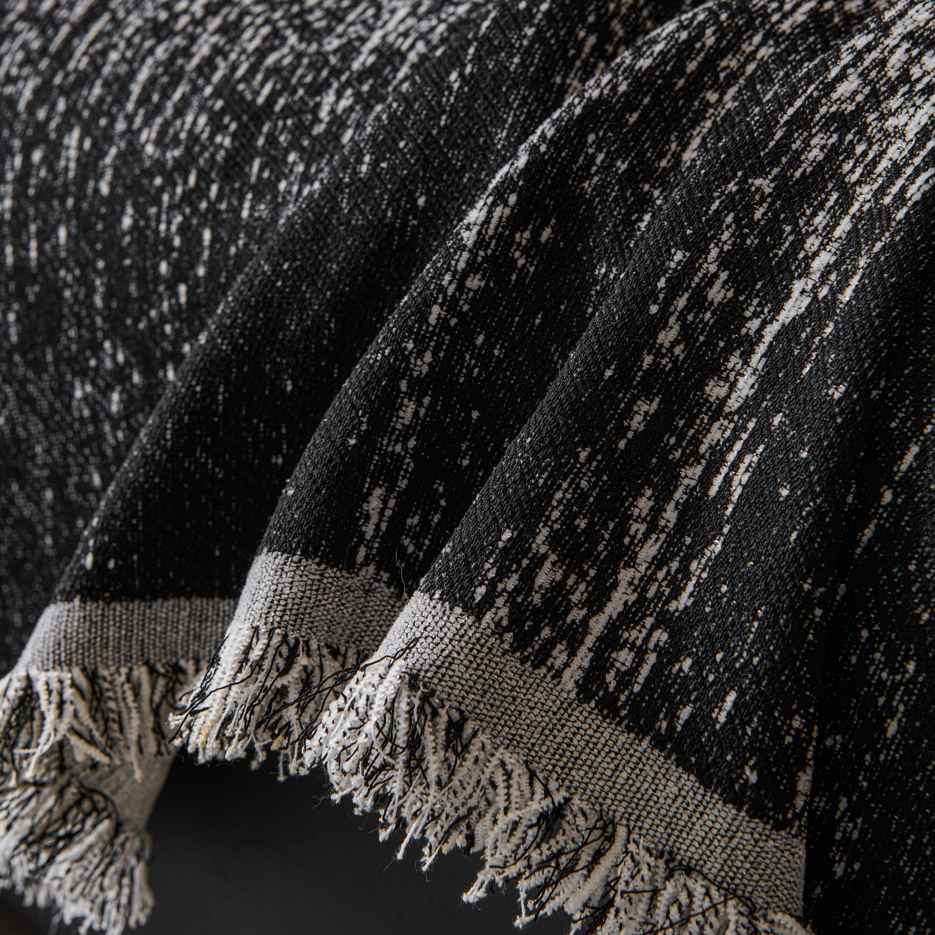 Gradient Chenille Sofa Throw, Heavyweight Couch Cover, Ombre Tassel Furniture Protector