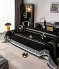 Black White Chenille Sofa Throw, Starry Night Couch Cover, Heavyweight Anti-Pilling Drape