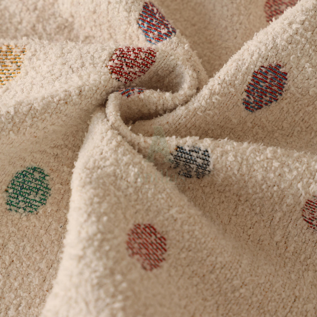 Heavyweight Chenille Sofa Throw, Colorful Polka Dot Couch Cover, Pet Proof Blanket