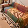 Boho Chenille Sofa Throw, Patchwork Couch Cover, Heavy Blanket, Pet Friendly, Anti Pilling Drape