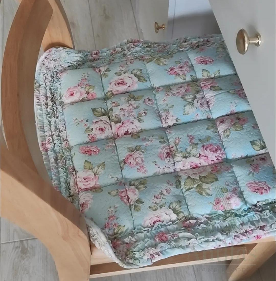 Handmade Patchwork Cotton Seat Cushion: Boho Floral Quilted Pad