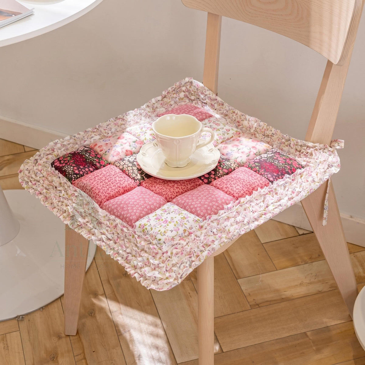 Handmade Patchwork Cotton Seat Cushion: Boho Floral Quilted Pad