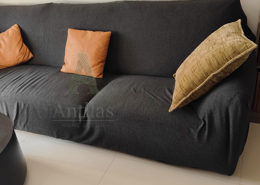 Knitted Cotton Sofa Cover, Ultra Stretch L-Shape Jersey Slipcover, Furniture Protector