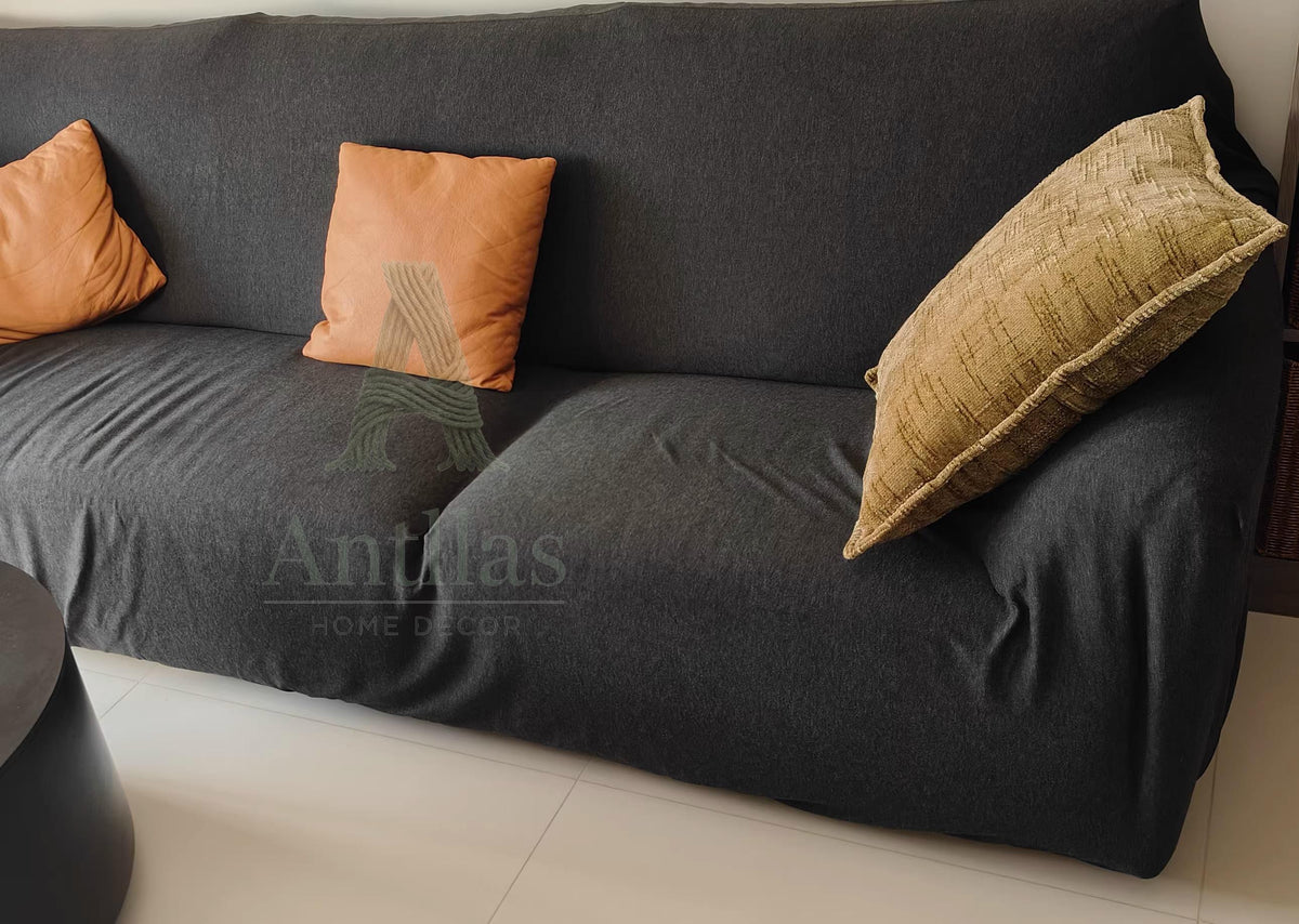 Knitted Cotton Sofa Cover, Ultra Stretch L-Shape Jersey Slipcover, Furniture Protector