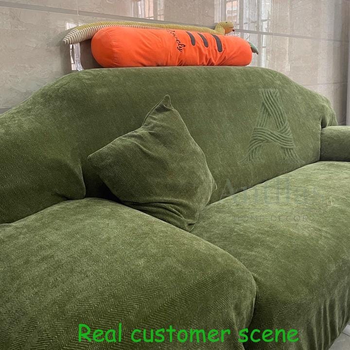 Stretch Chenille Sofa Cover, Full Cover Couch Slipcover, Pet Friendly Elastic Furniture Protector