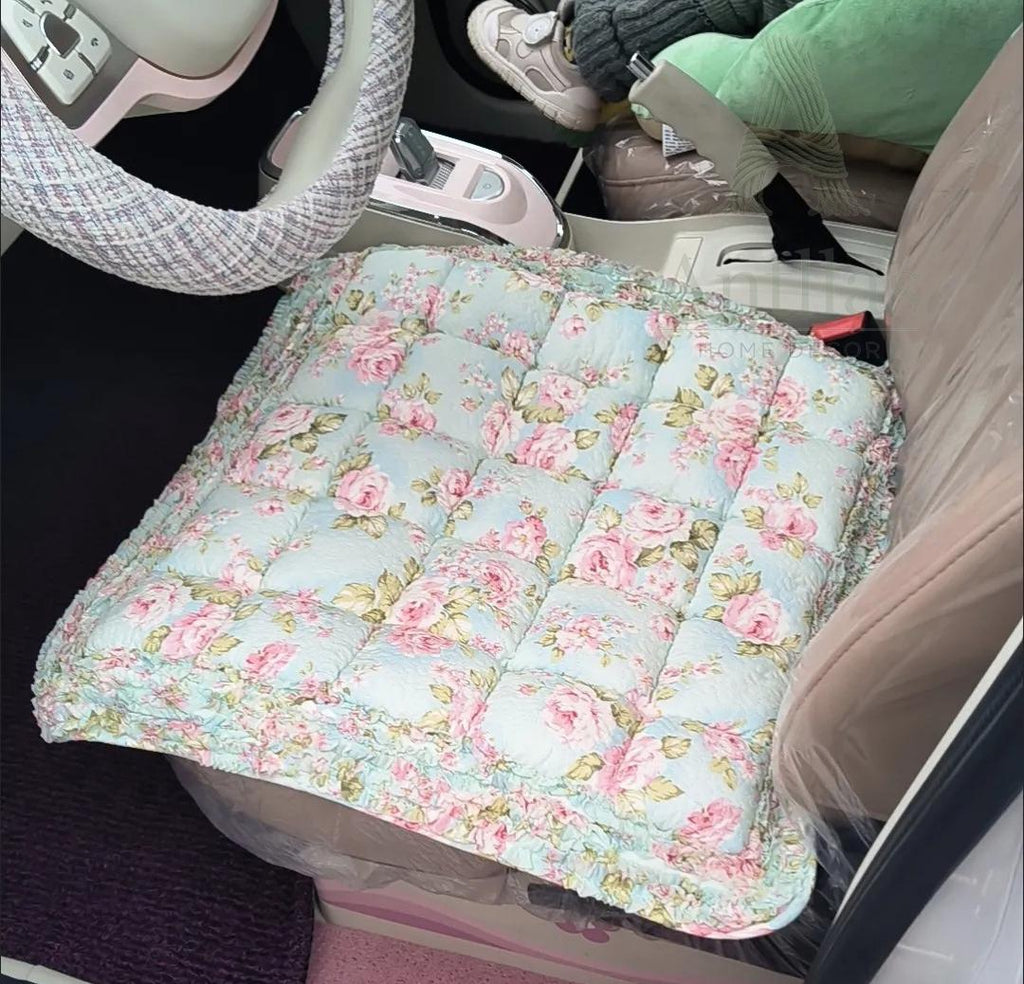 Handmade Patchwork Cotton Seat Cushion: Boho Floral Quilted Pad