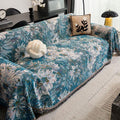 Van Gogh Floral Sofa Cover, Ocean Blue Velvet Ruffle, Art Furniture Protector