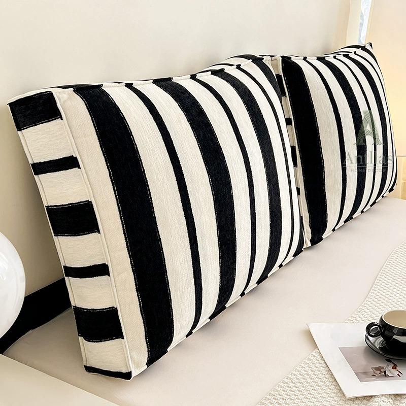 Modern Striped Large Pillow, Chenille Headboard Cushion, Sofa Backrest, Thick Lumbar Support