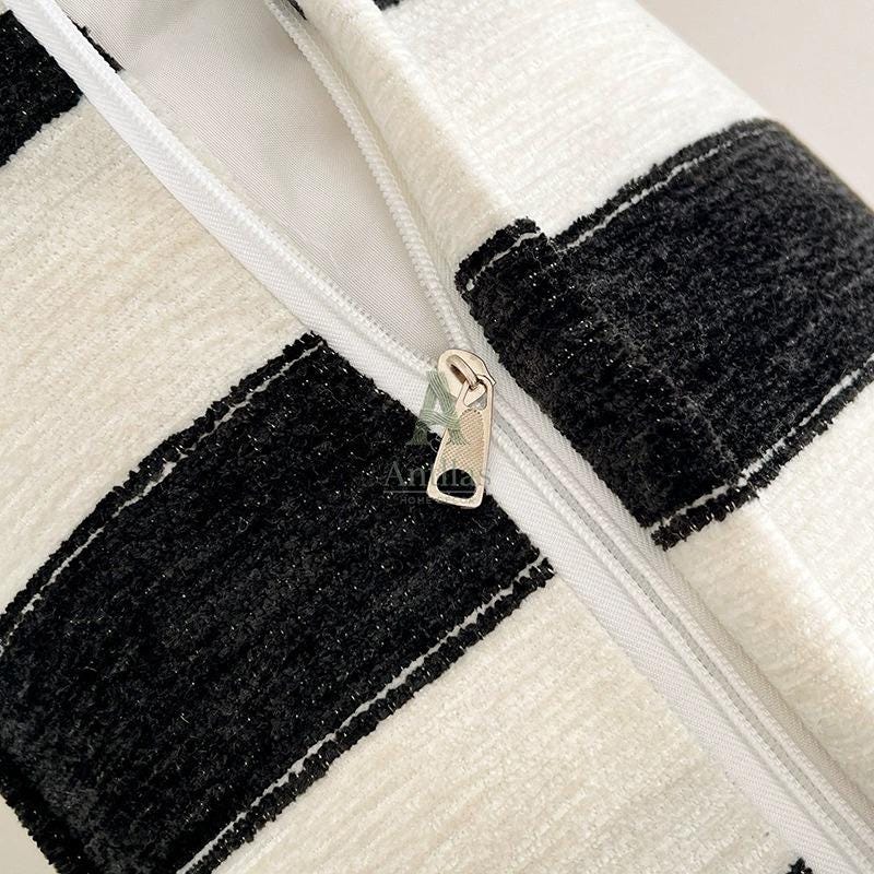 Modern Striped Large Pillow, Chenille Headboard Cushion, Sofa Backrest, Thick Lumbar Support