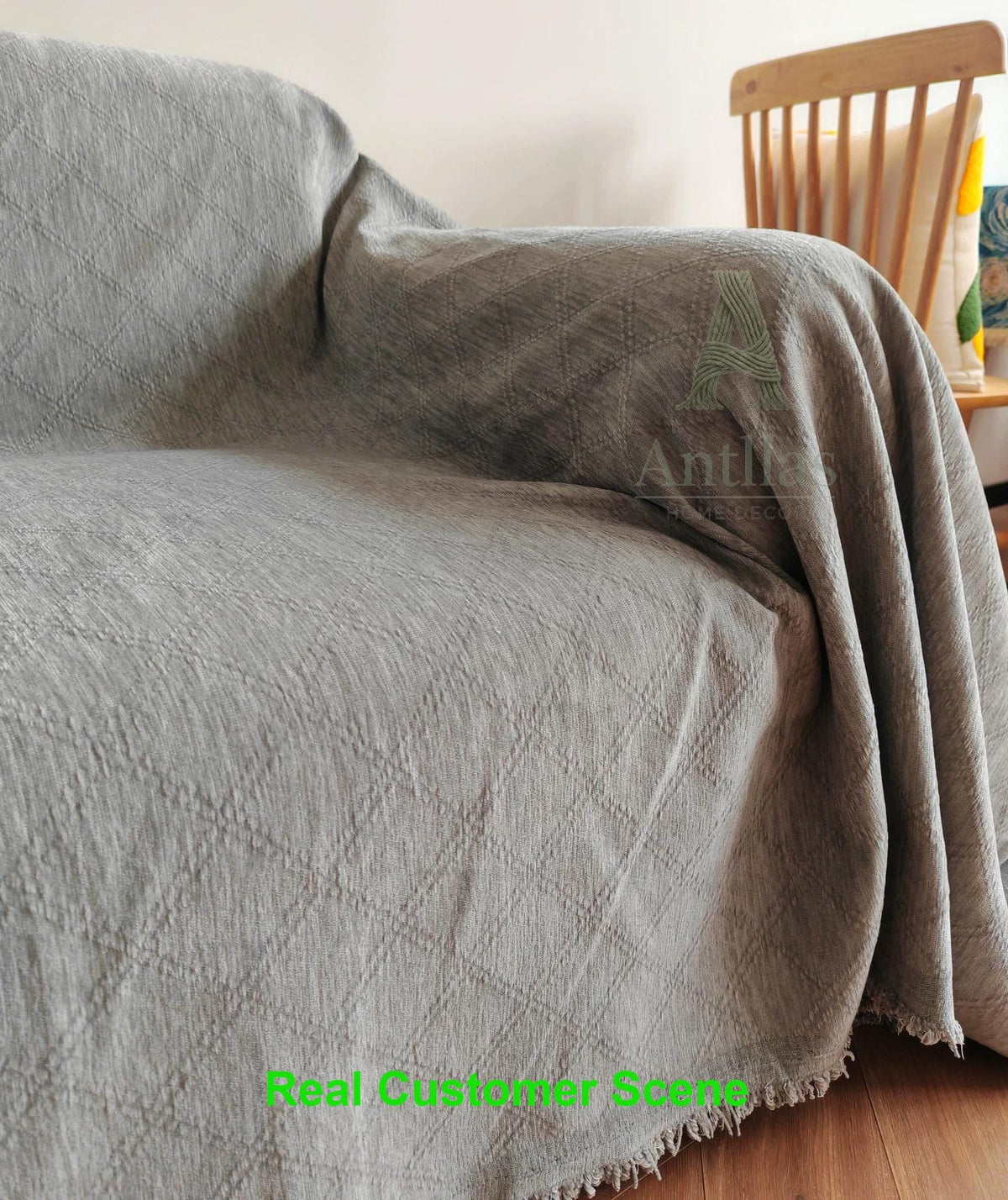 Chenille Striped Waffle Diamond Throw Blanket, Fringe Woven Throw, Colorful Skin-Friendly Couch Cover, Vital Decor Drape