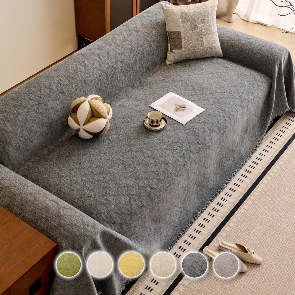 Chenille Striped Waffle Diamond Throw Blanket, Fringe Woven Throw, Colorful Skin-Friendly Couch Cover, Vital Decor Drape