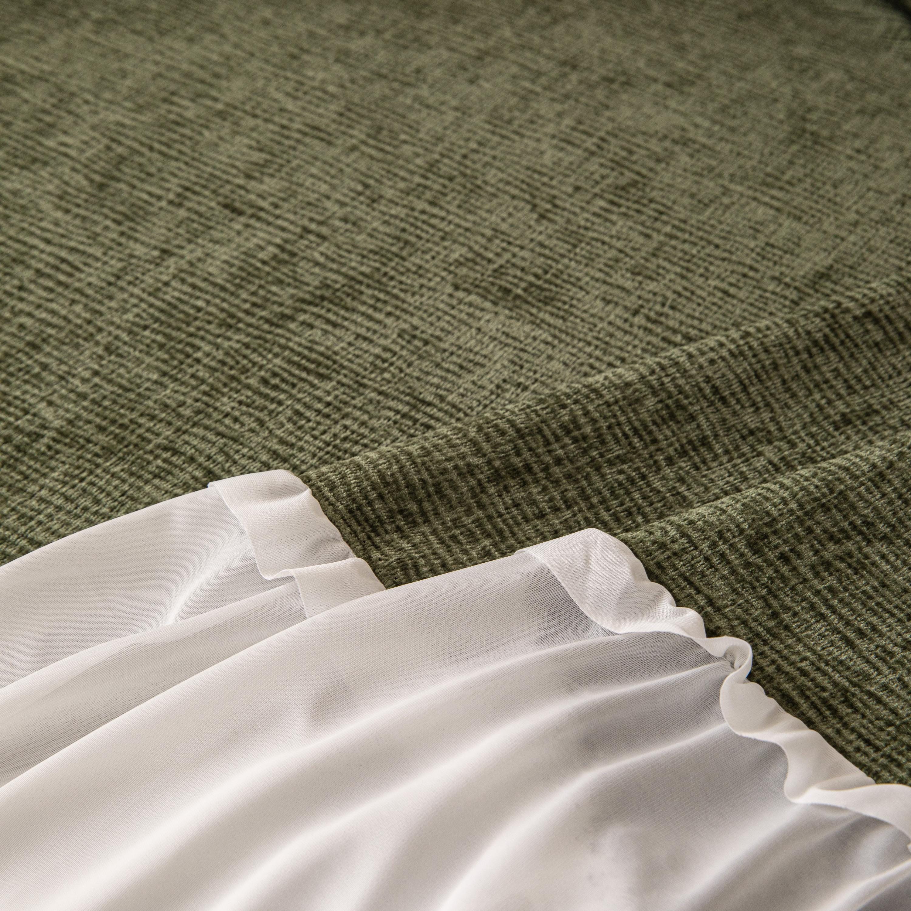 Vibrant Chenille Sofa Cover, Lace Ruffle Couch Throw, Skirted Slipcover for Instant Makeover