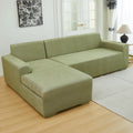 Modular L Shaped Sofa Cover, Chenille Linen Look Stretch Sectional Throw for Dopamine Living Room