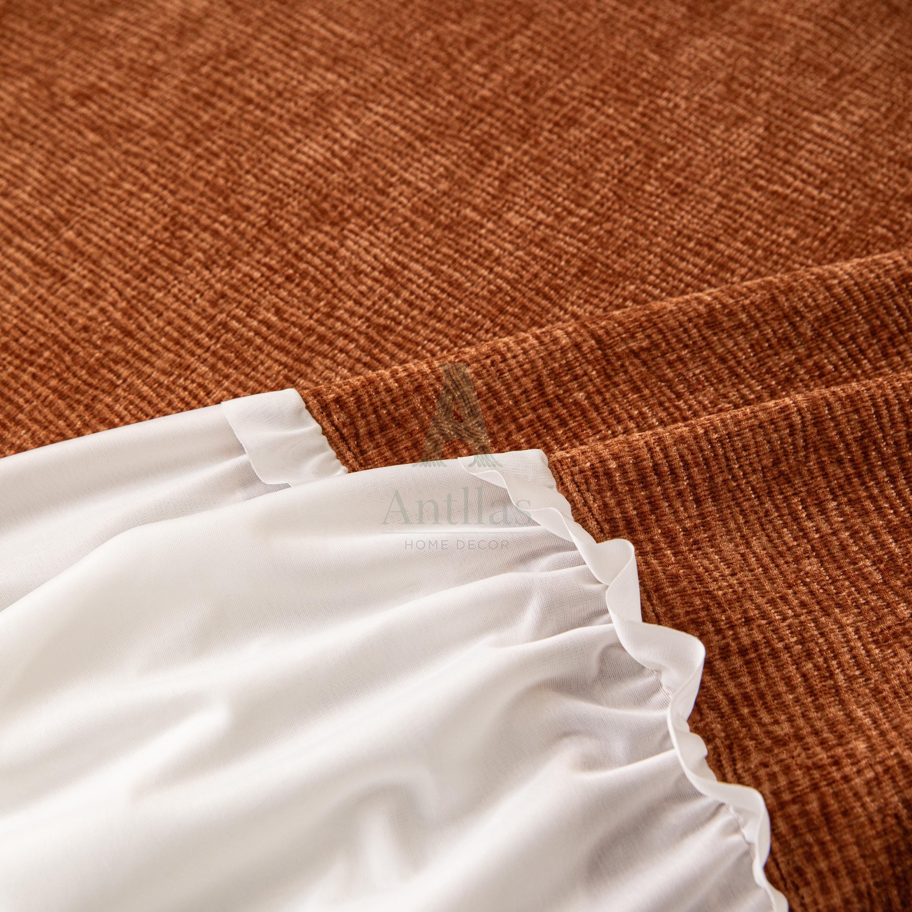 Vibrant Chenille Sofa Cover, Lace Ruffle Couch Throw, Skirted Slipcover for Instant Makeover