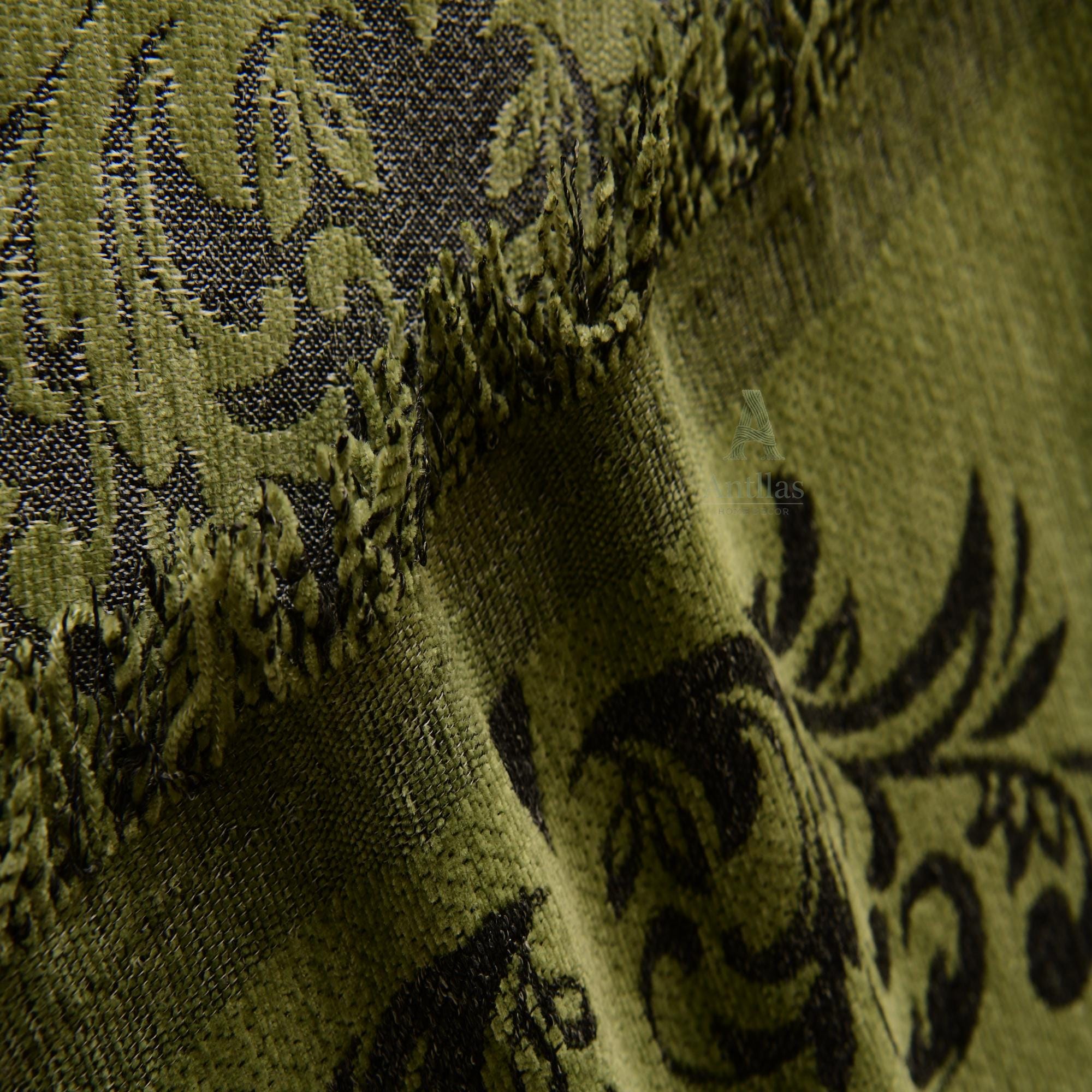 Vintage Totem Sofa Cover, Double Sided Couch Throw, Fringe Sofa Blanket, Beige Brown Green Living Room Decor