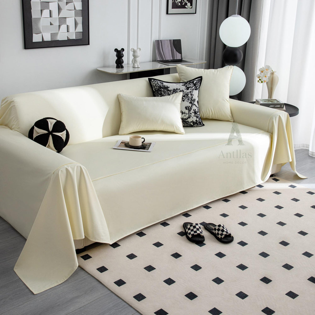 Matte Faux Leather Sofa Cover, Waterproof Cat Scratch Couch Throw, Pet Friendly Sofa Protector Blanket