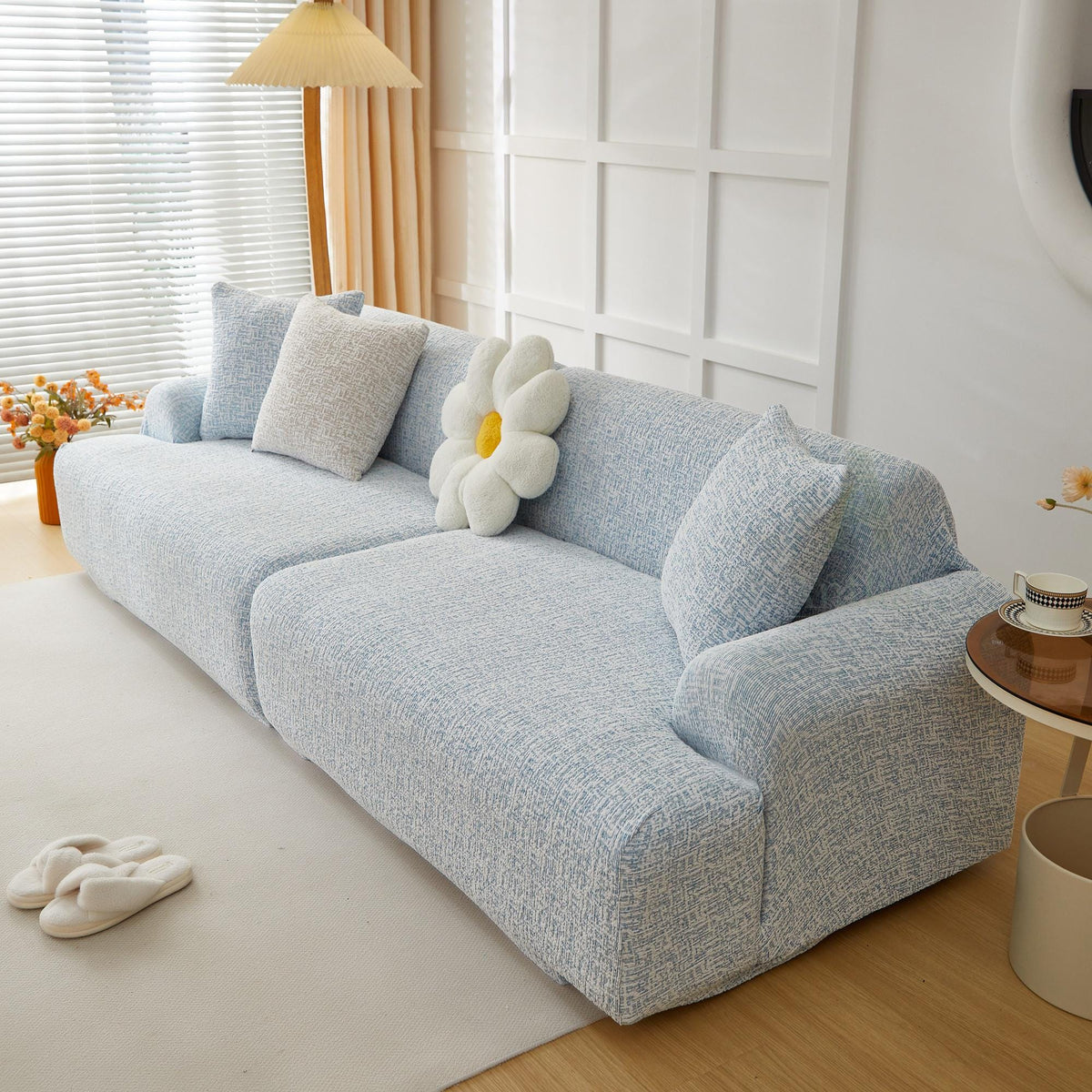 Chenille Full-Cover Sofa Slipcover – Soft, Skin-Friendly, Anti-Slip with Straps – Fits Modular, L-Shaped & Standard Sofas