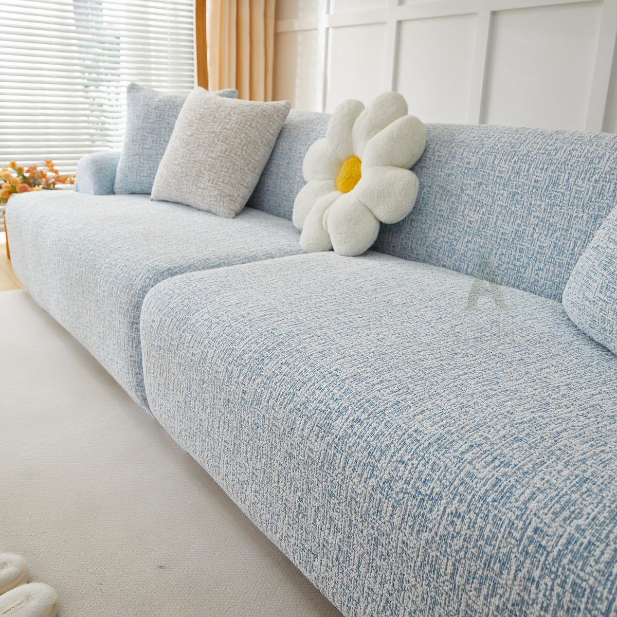 Chenille Full-Cover Sofa Slipcover – Soft, Skin-Friendly, Anti-Slip with Straps – Fits Modular, L-Shaped & Standard Sofas