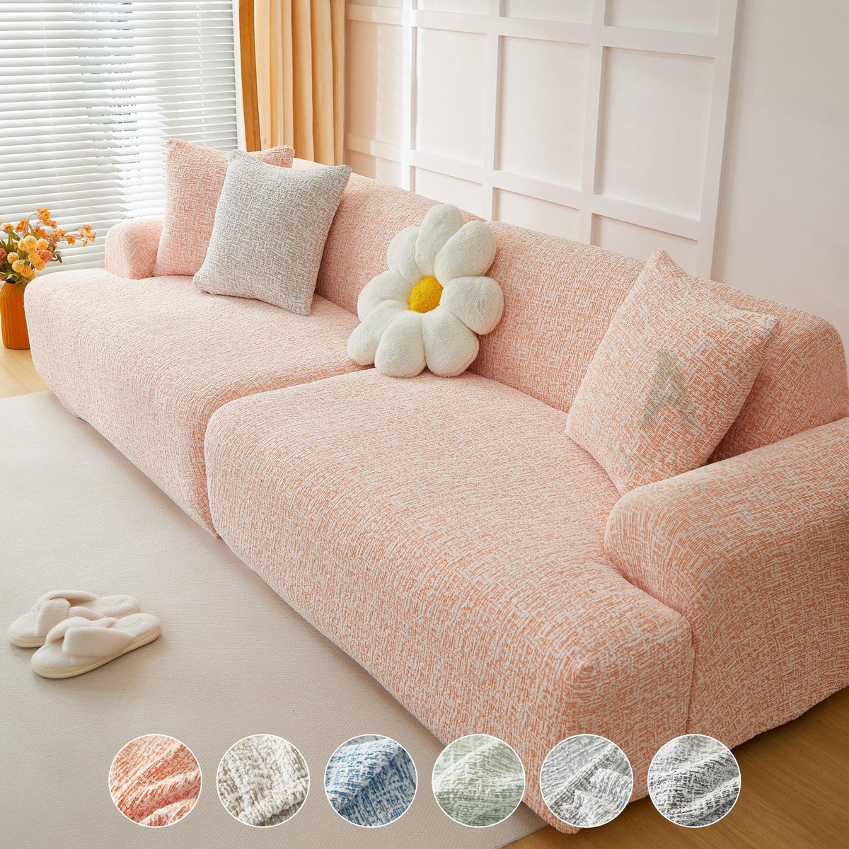 Chenille Full-Cover Sofa Slipcover – Soft, Skin-Friendly, Anti-Slip with Straps – Fits Modular, L-Shaped & Standard Sofas