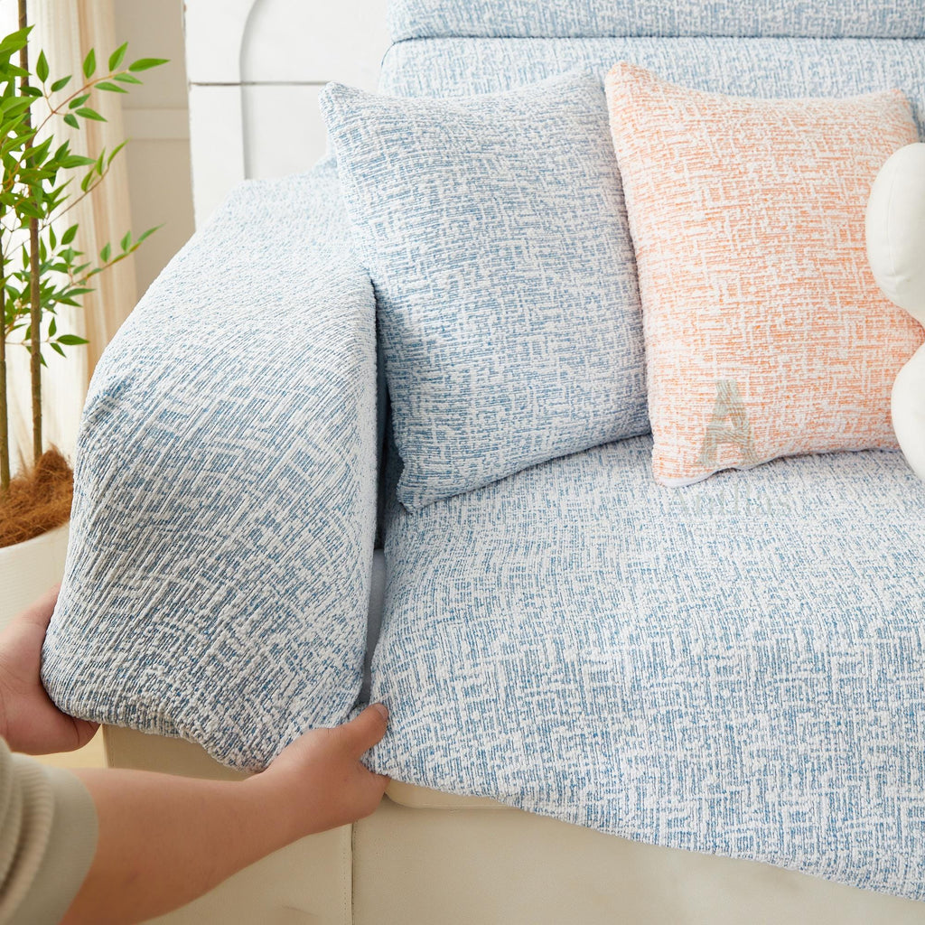 Chenille Sofa Cover, Stretch Sectional Slipcover, Full Wrap Couch Protector for L Shaped Sofa, Colorful Room Decor