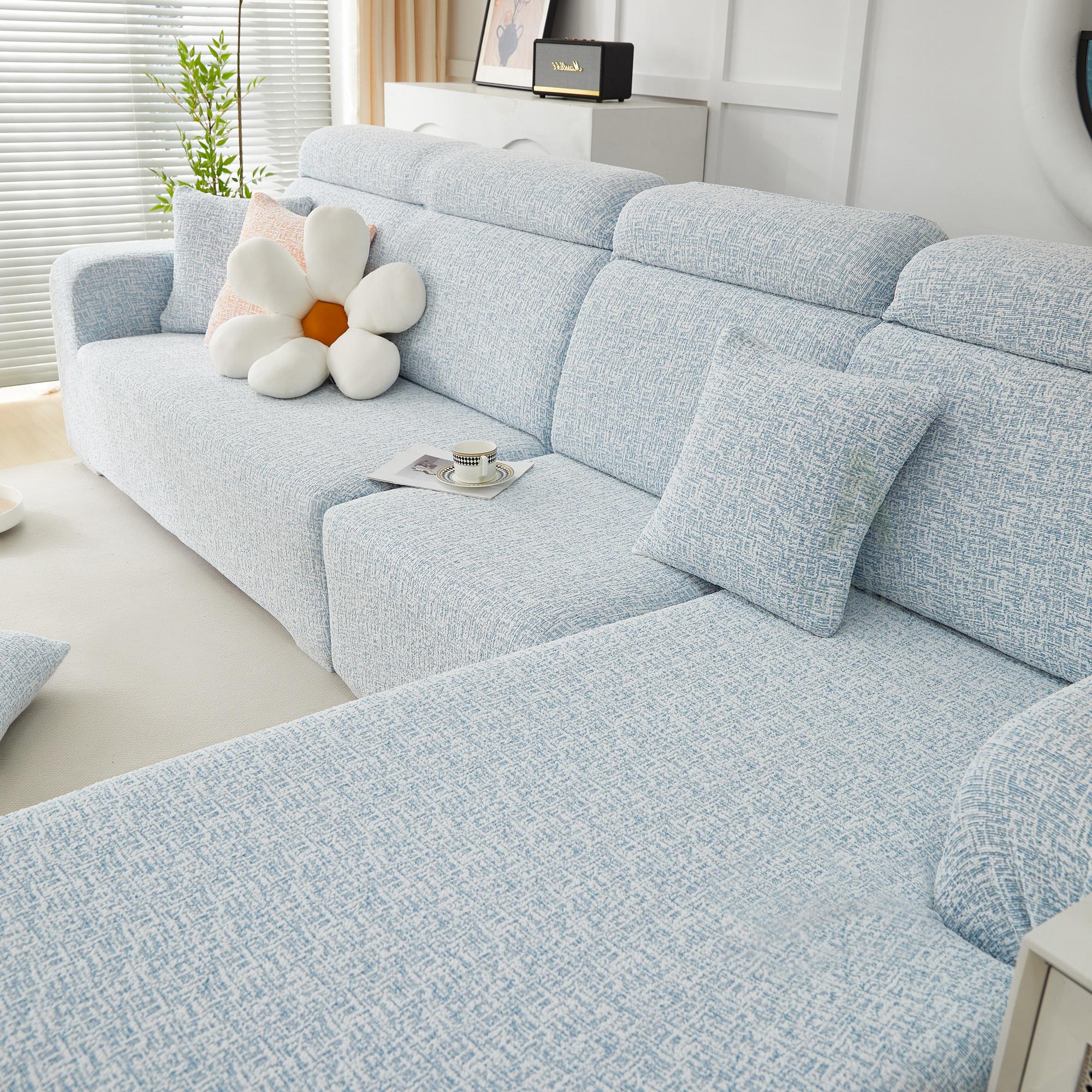 Chenille Sofa Cover, Stretch Sectional Slipcover, Full Wrap Couch Protector for L Shaped Sofa, Colorful Room Decor