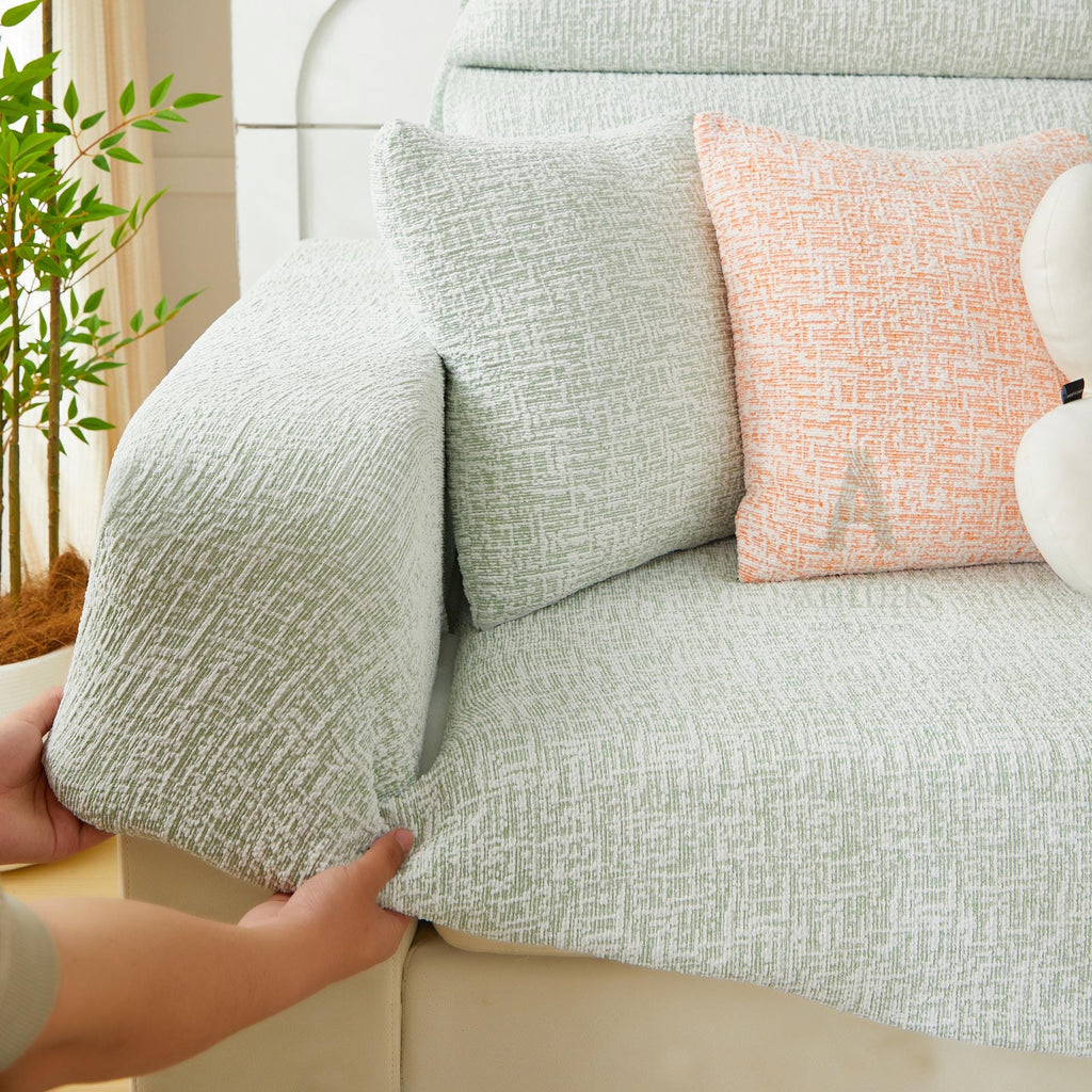 Chenille Sofa Cover, Stretch Sectional Slipcover, Full Wrap Couch Protector for L Shaped Sofa, Colorful Room Decor
