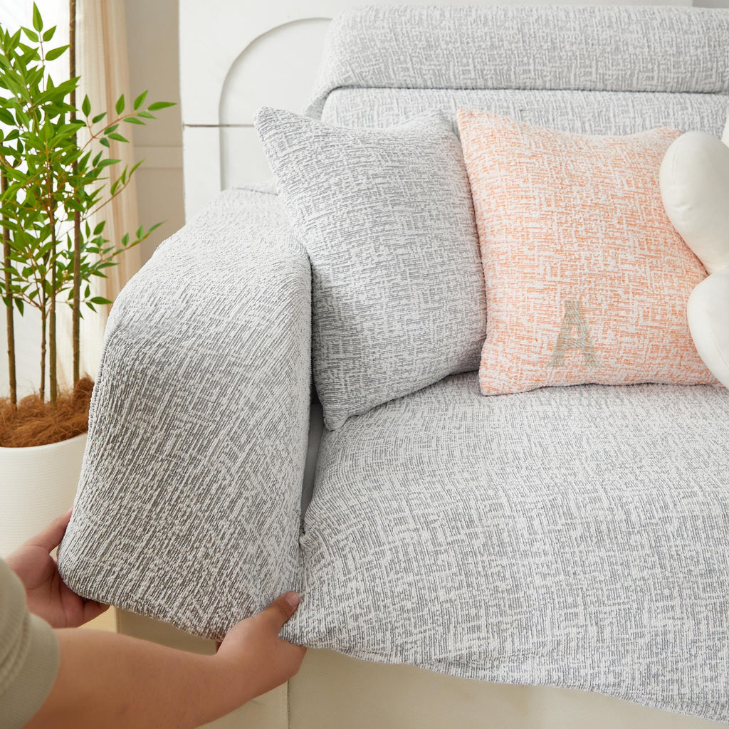Chenille Sofa Cover, Stretch Sectional Slipcover, Full Wrap Couch Protector for L Shaped Sofa, Colorful Room Decor