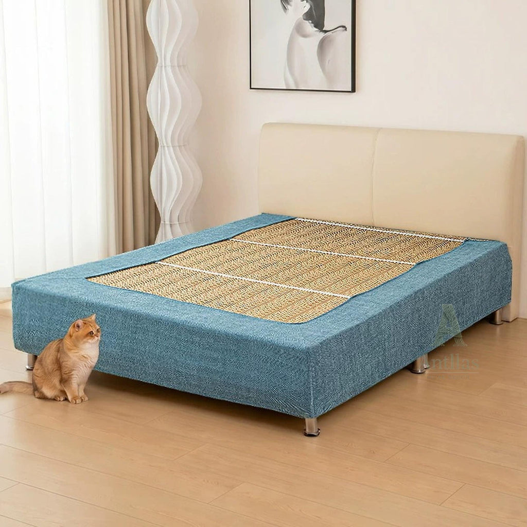 Pet Friendly Bed Base Cover & Headboard Slipcover Set, Scratch Resistant Box Spring Wrap, Stretch Bed Frame Protector