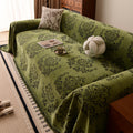 Vintage Totem Sofa Cover, Double Sided Couch Throw, Fringe Sofa Blanket, Beige Brown Green Living Room Decor