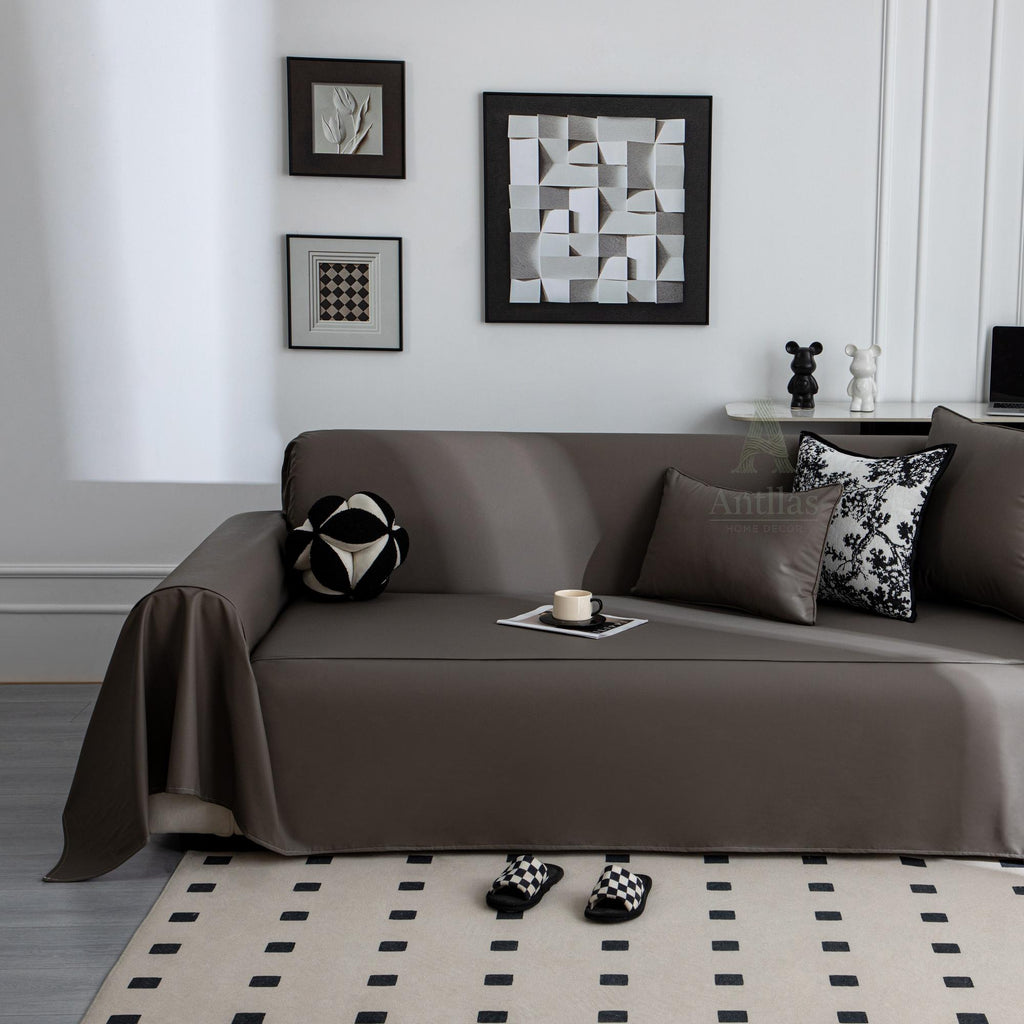 Matte Faux Leather Sofa Cover, Waterproof Cat Scratch Couch Throw, Pet Friendly Sofa Protector Blanket